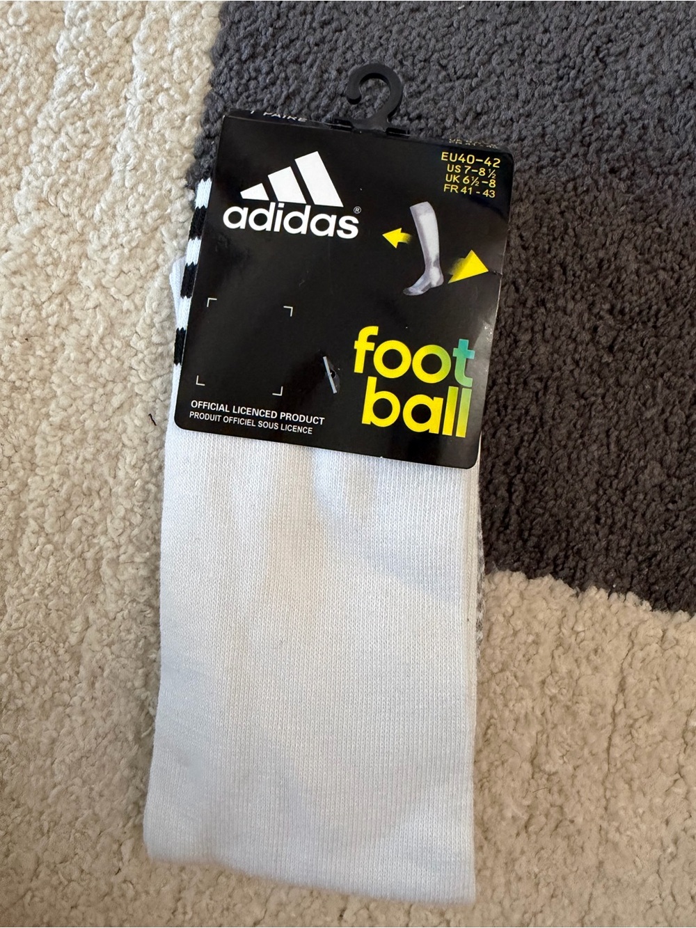 adidas White Soccer Crew Socks with Black Branding